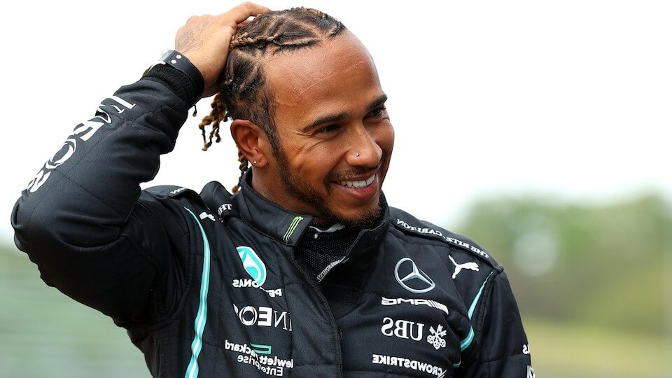 Lewis Hamilton en tenue de course F1