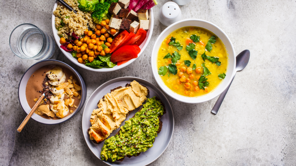 Différents plats vegans